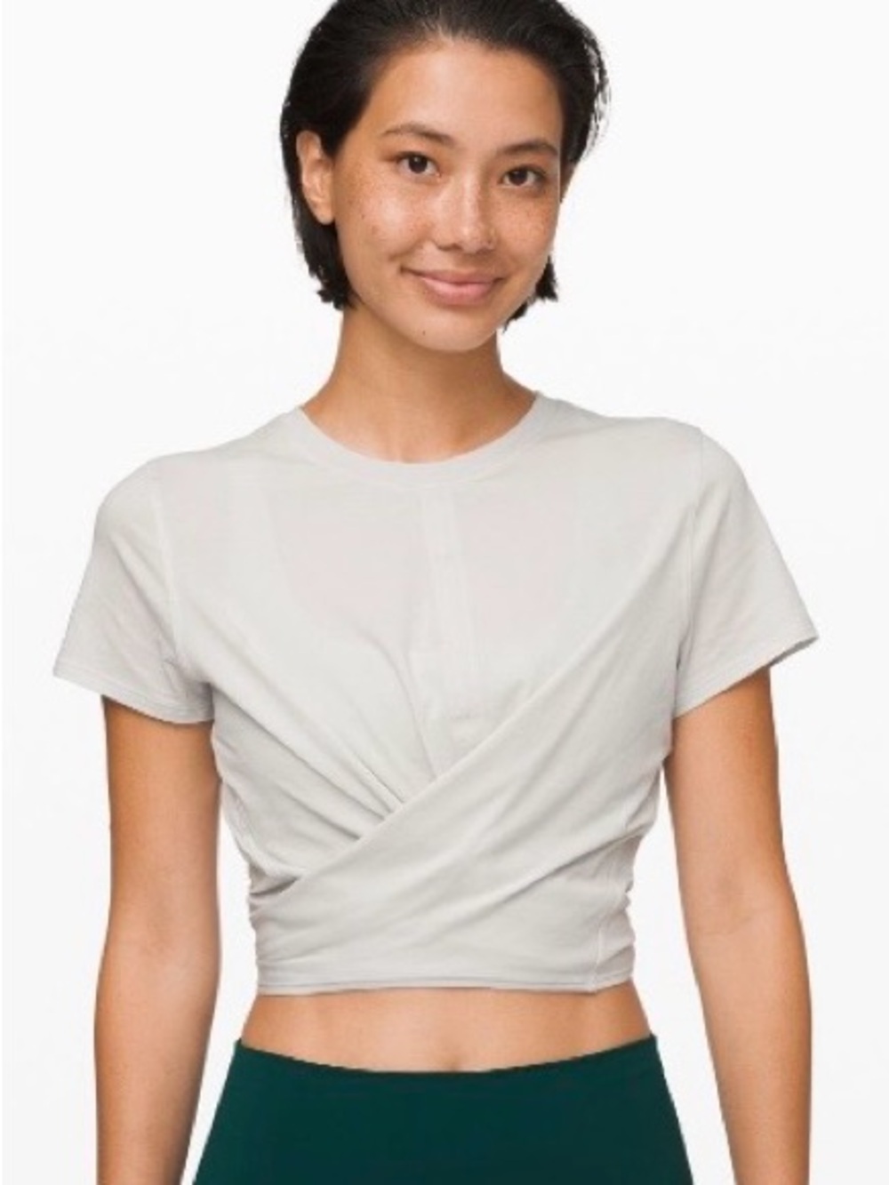 Lululemon Light Gray Tie-Front Crop Top